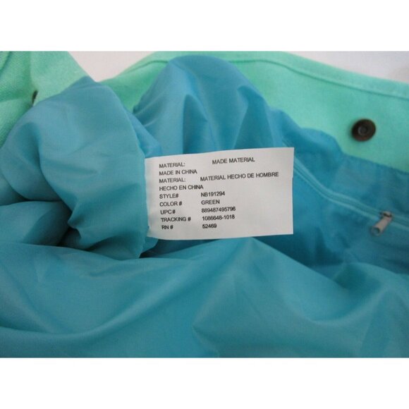 Beach Bag Rope Handles Tote Shopping Lined Packable Hawaiian Floral Green - Picture 3 of 5